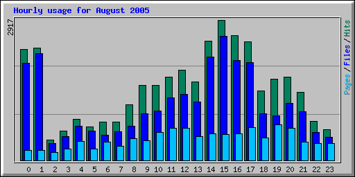 Hourly usage for August 2005